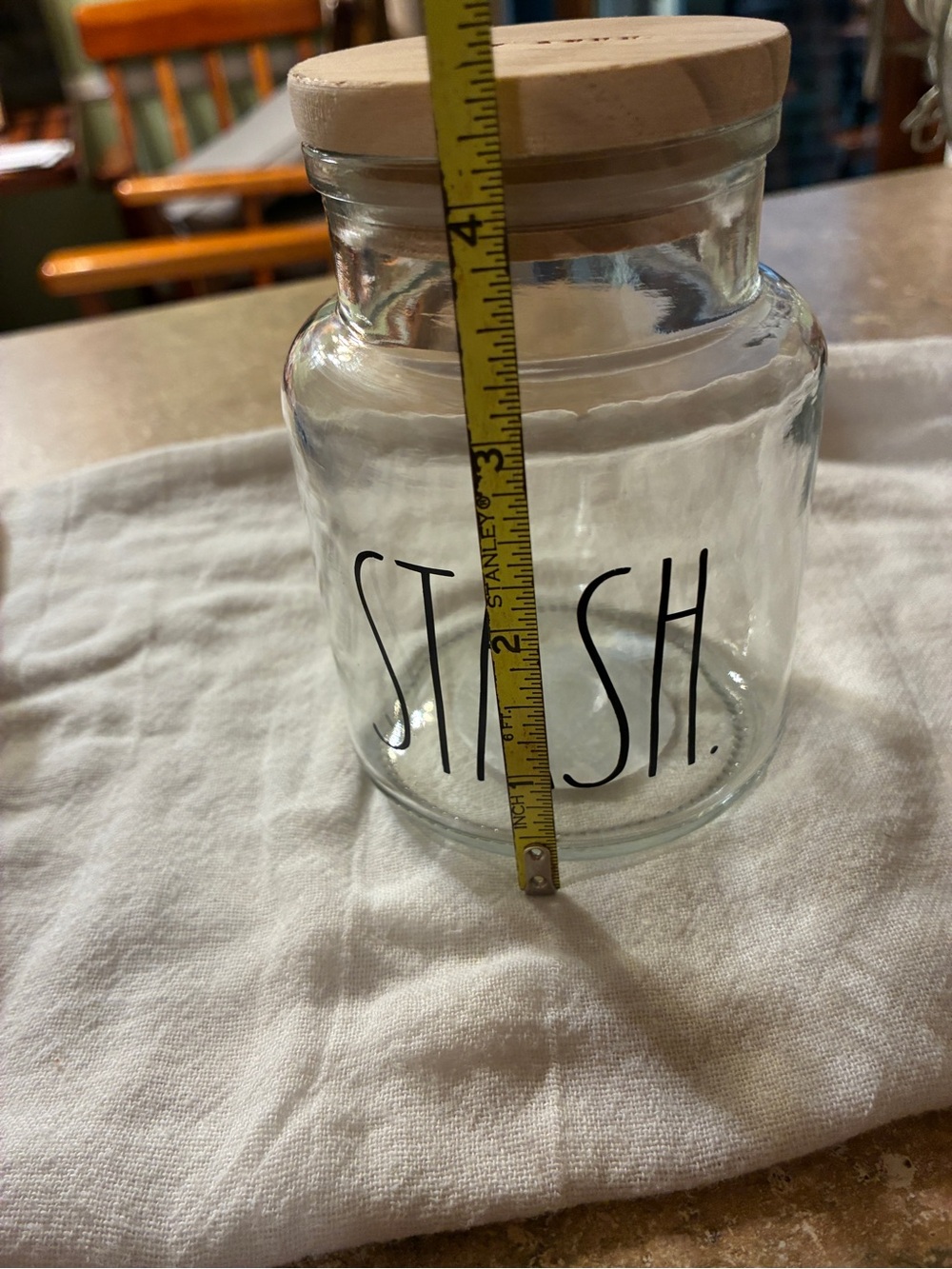 Rae Dunn STASH Clear Glass Storage Jar with lid - Picture 9 of 11